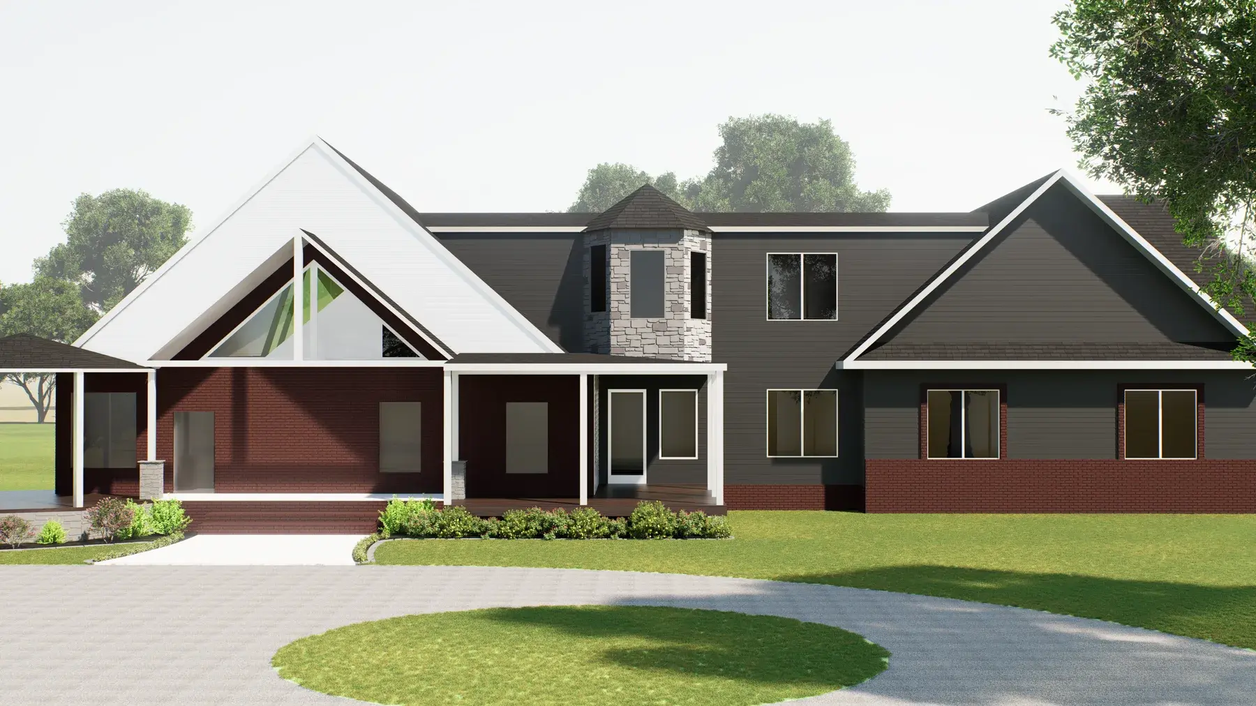 Residential addition option with a wider front composition